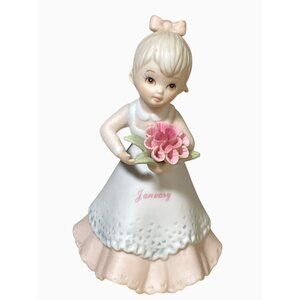 Lenox Precious Moments  January  Girl Figurine "Smile God Loves You"  1983